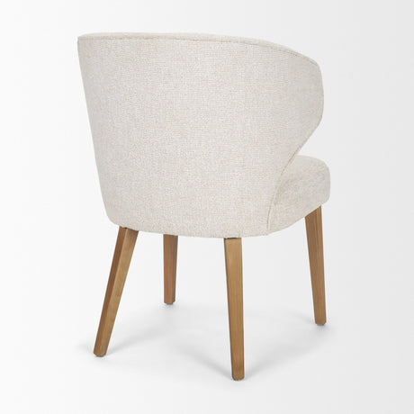 Niles Cream Fabric Seat W/ Med Brown Wooden Legs Wingback Dining Chair (G520-4A) by Mercana at Eve Furniture