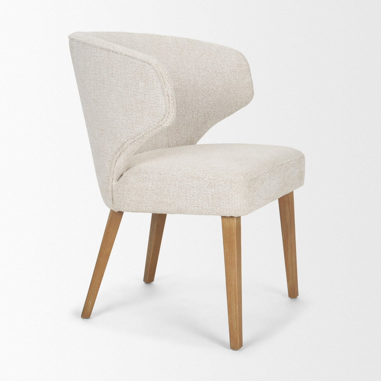Niles 22.5L x 24.5W x 32H Cream Fabric Seat W/ Med Brown Wooden Legs Wingback Dining Chair (G520-4A) by Mercana at Eve Furniture