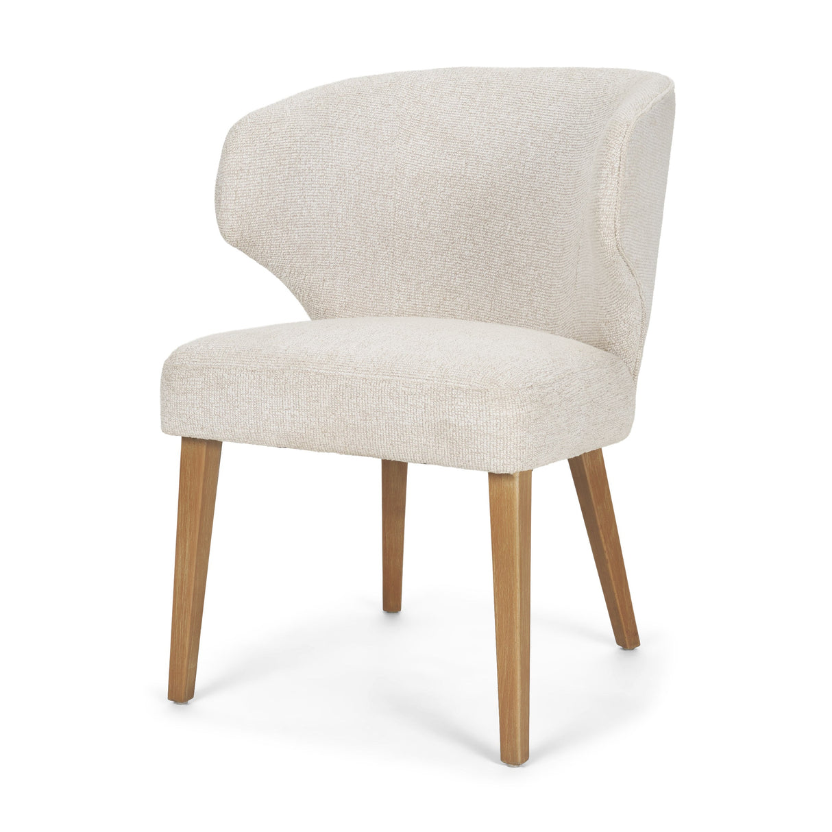 Niles 22.5L x 24.5W x 32H Cream Fabric Seat W/ Med Brown Wooden Legs Wingback Dining Chair (G520-4A) by Mercana at Eve Furniture