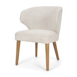 Niles 22.5L x 24.5W x 32H Cream Fabric Seat W/ Med Brown Wooden Legs Wingback Dining Chair (G520-4A) by Mercana at Eve Furniture