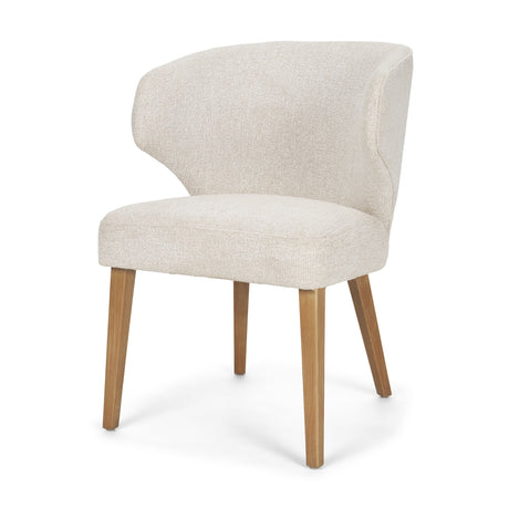 Niles Cream Fabric Seat W/ Med Brown Wooden Legs Wingback Dining Chair (G520-4A) by Mercana at Eve Furniture