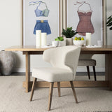 Niles Cream Fabric Seat W/ Medium Brown Wooden Legs Wingback Dining Chair by Mercana at Eve Furniture