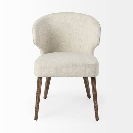 Niles Cream Fabric Seat W/ Medium Brown Wooden Legs Wingback Dining Chair by Mercana at Eve Furniture