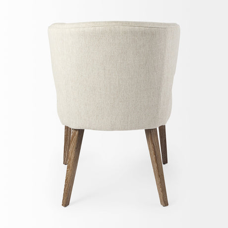 Niles Cream Fabric Seat W/ Medium Brown Wooden Legs Wingback Dining Chair by Mercana at Eve Furniture