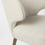 Niles Cream Fabric Seat W/ Medium Brown Wooden Legs Wingback Dining Chair by Mercana at Eve Furniture
