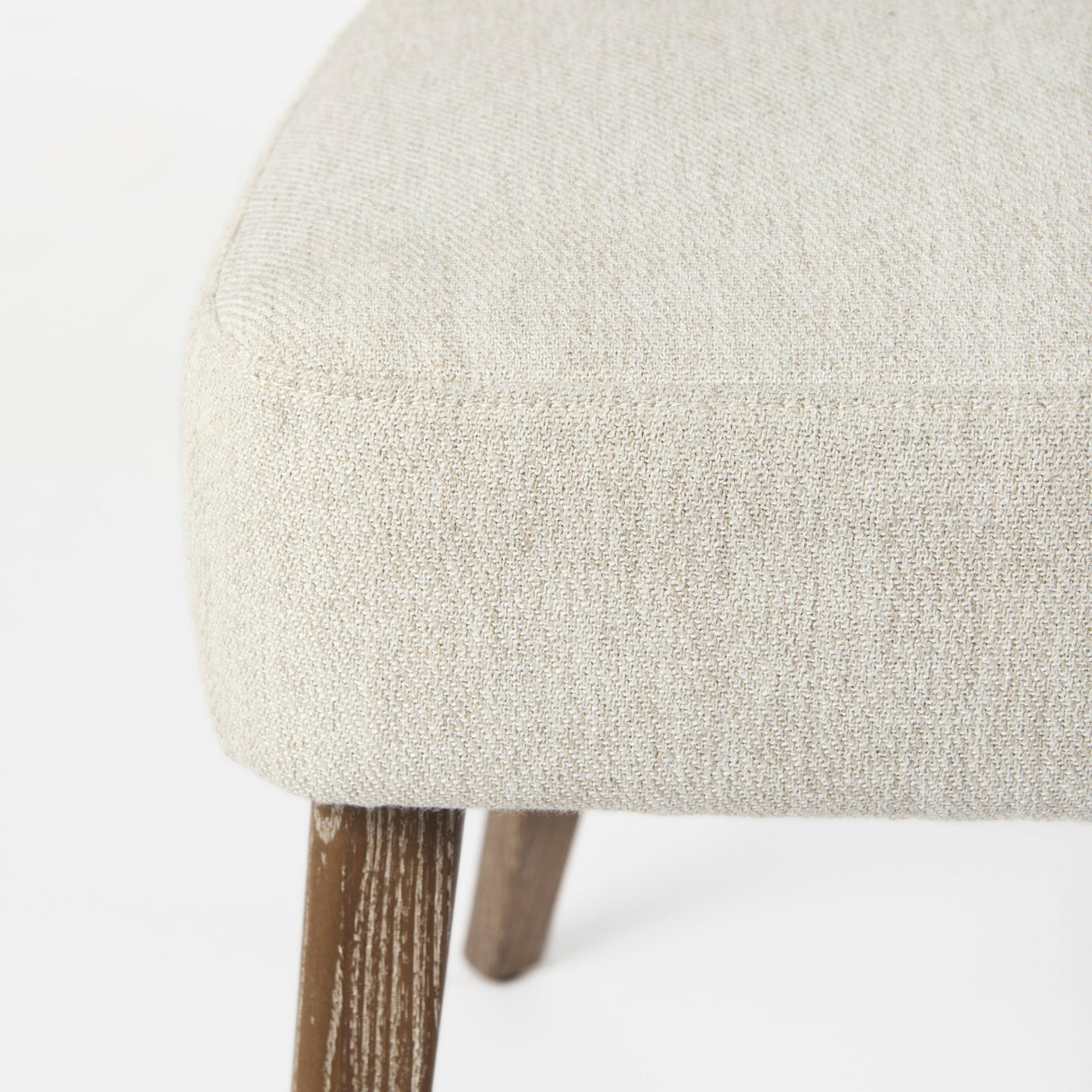 Niles Cream Fabric Seat W/ Medium Brown Wooden Legs Wingback Dining Chair by Mercana at Eve Furniture