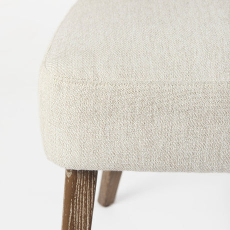 Niles Cream Fabric Seat W/ Medium Brown Wooden Legs Wingback Dining Chair by Mercana at Eve Furniture