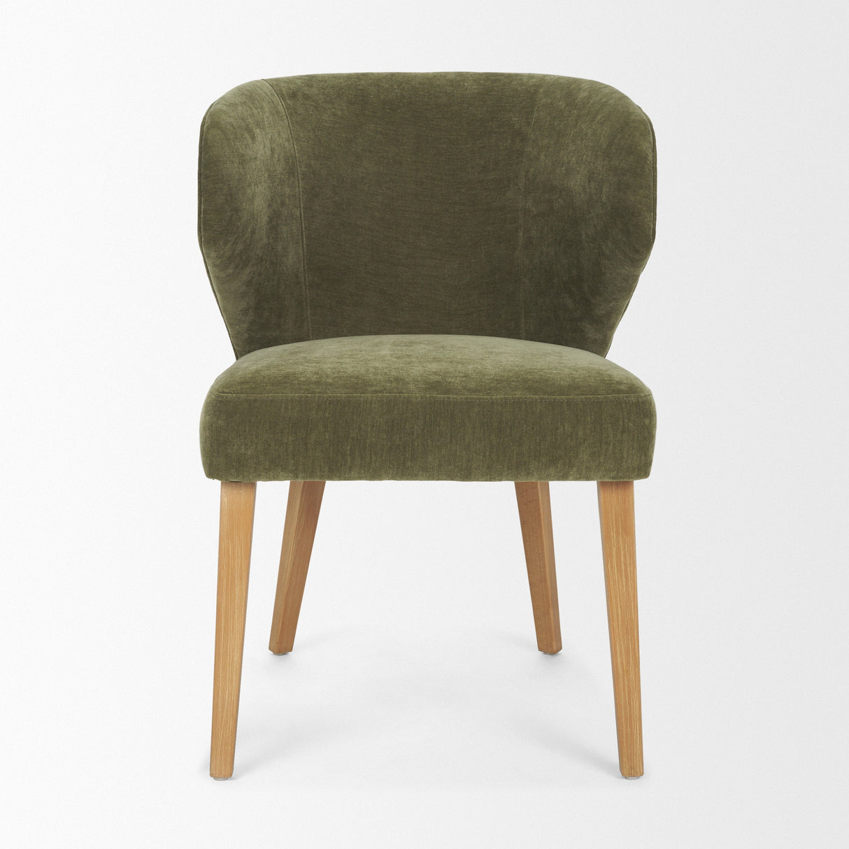 Niles Moss Olive Fabric Seat W/ Mid Brown Wooden Legs Wingback Dining Chair by Mercana at Eve Furniture