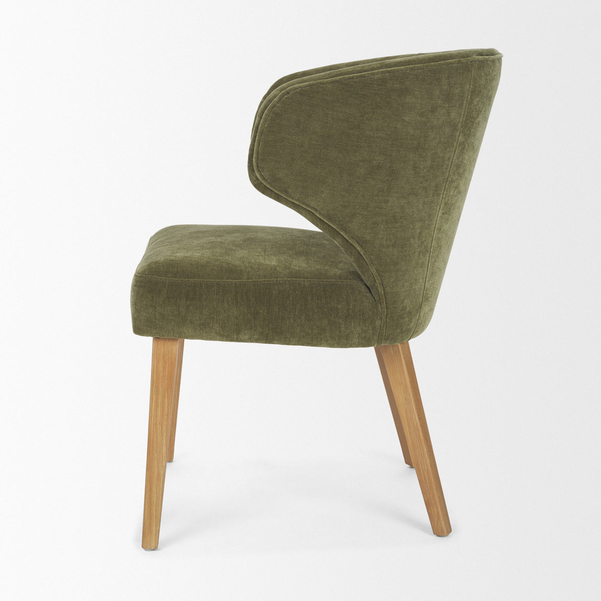 Niles Moss Olive Fabric Seat W/ Mid Brown Wooden Legs Wingback Dining Chair by Mercana at Eve Furniture