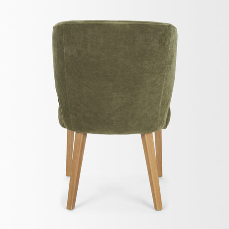 Niles Moss Olive Fabric Seat W/ Mid Brown Wooden Legs Wingback Dining Chair by Mercana at Eve Furniture