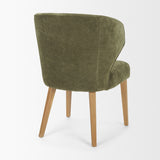 Niles Moss Olive Fabric Seat W/ Mid Brown Wooden Legs Wingback Dining Chair by Mercana at Eve Furniture