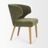 Niles Moss Olive Fabric Seat W/ Mid Brown Wooden Legs Wingback Dining Chair by Mercana at Eve Furniture