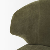 Niles Moss Olive Fabric Seat W/ Mid Brown Wooden Legs Wingback Dining Chair by Mercana at Eve Furniture