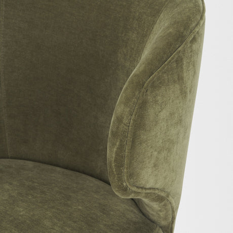 Niles Moss Olive Fabric Seat W/ Mid Brown Wooden Legs Wingback Dining Chair by Mercana at Eve Furniture