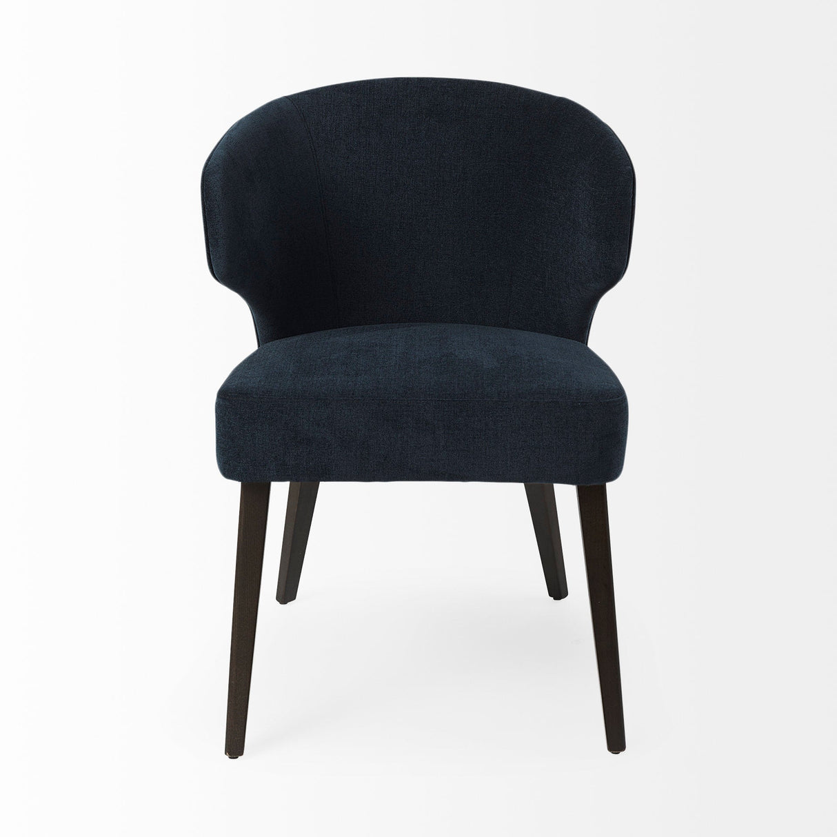 Niles Navy Fabric Seat W/ Dark Brown Wooden Legs Wingback Dining Chair (Andes 600) by Mercana at Eve Furniture