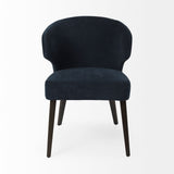 Niles Navy Fabric Seat W/ Dark Brown Wooden Legs Wingback Dining Chair (Andes 600) by Mercana at Eve Furniture