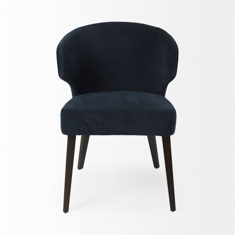 Niles Navy Fabric Seat W/ Dark Brown Wooden Legs Wingback Dining Chair (Andes 600) by Mercana at Eve Furniture