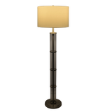 Nimbus Brushed Nickel Floor Lamp with 3-Way Rotary Switch Clear Glass Body Metal Base by Ashcroft Furniture at Eve Furniture