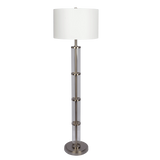 Nimbus Brushed Nickel Floor Lamp with 3-Way Rotary Switch Clear Glass Body Metal Base by Ashcroft Furniture at Eve Furniture