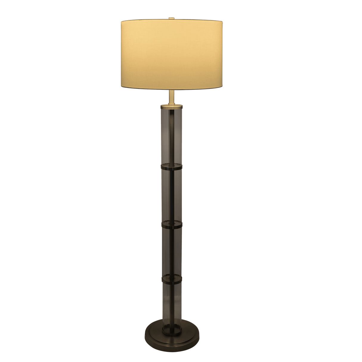 Nimbus Brushed Nickel Floor Lamp with 3-Way Rotary Switch Clear Glass Body  Metal Base