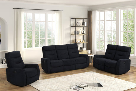 Nina Black 3-Piece Power Reclining Set by Happy Homes at Eve Furniture