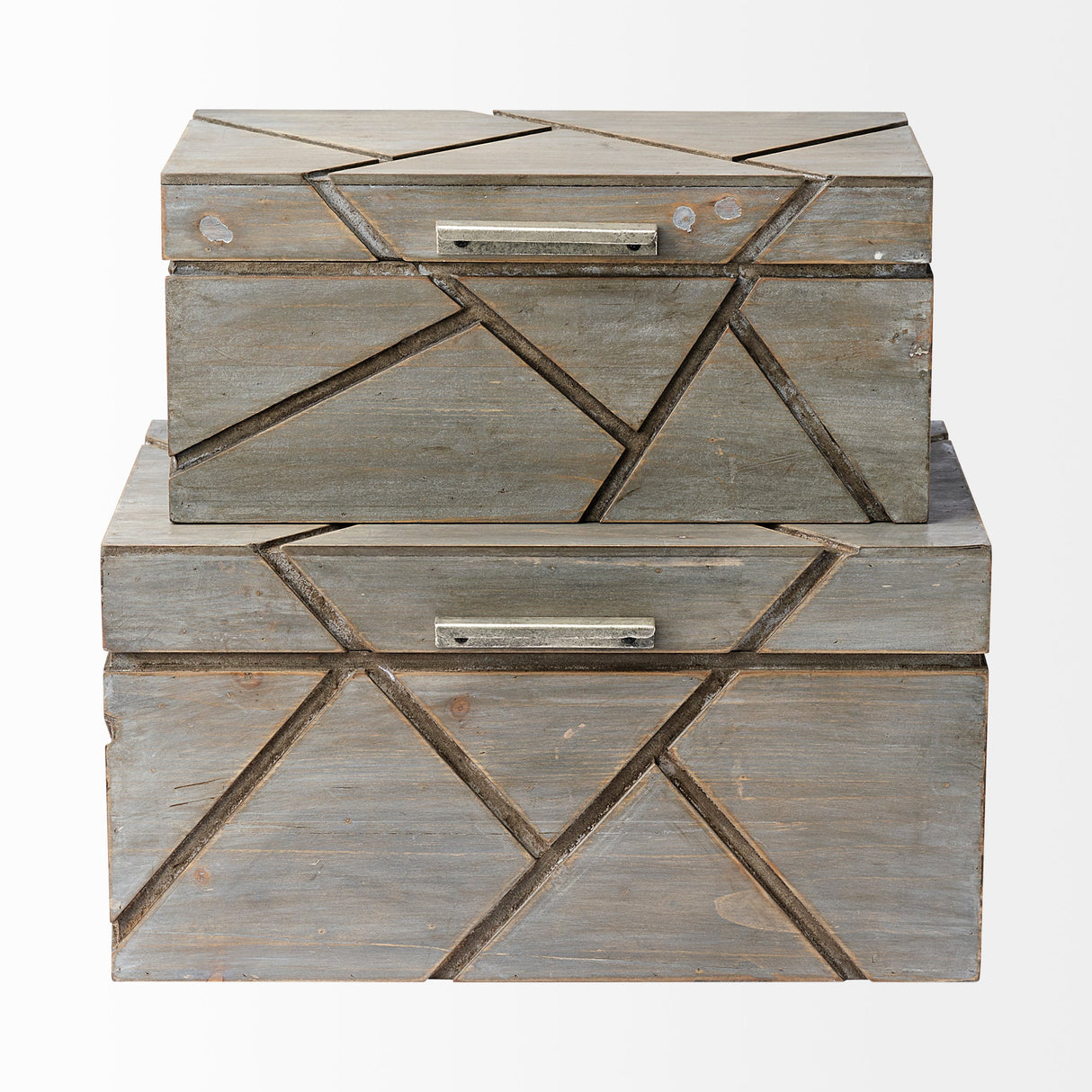 Niobe (Set of 2) Gray Wooden Nesting Boxes by Mercana at Eve Furniture