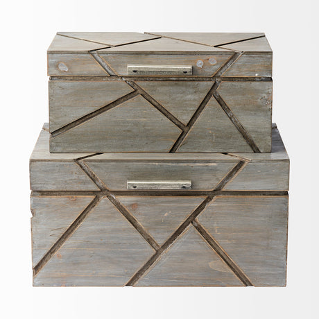 Niobe (Set of 2) Gray Wooden Nesting Boxes by Mercana at Eve Furniture
