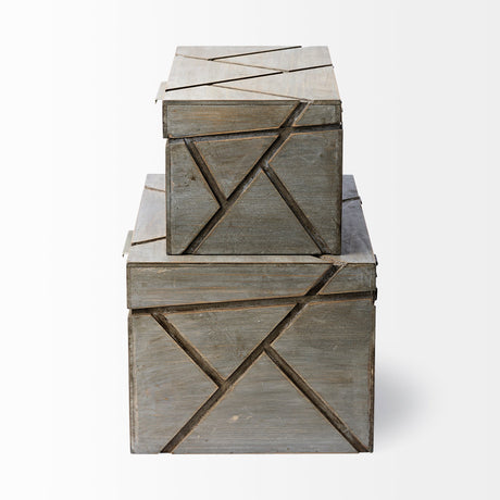 Niobe (Set of 2) Gray Wooden Nesting Boxes by Mercana at Eve Furniture