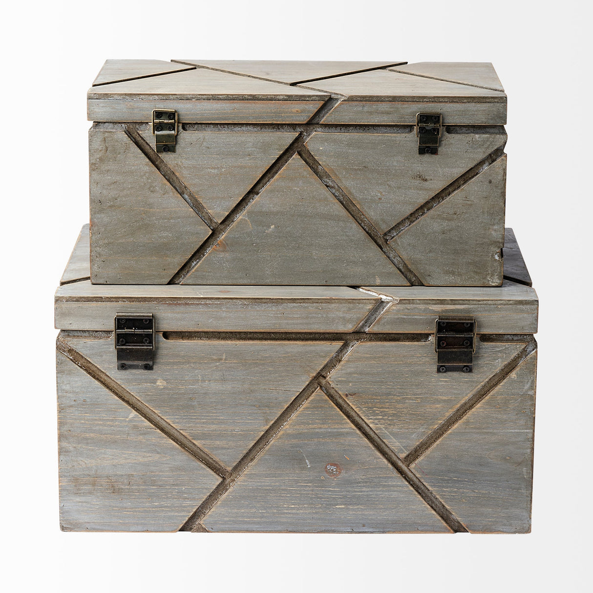 Niobe (Set of 2) Gray Wooden Nesting Boxes by Mercana at Eve Furniture