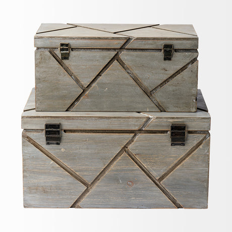 Niobe (Set of 2) Gray Wooden Nesting Boxes by Mercana at Eve Furniture