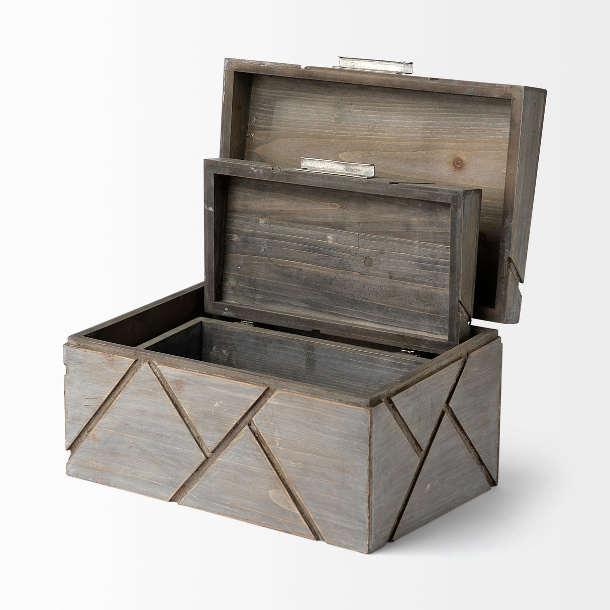 Niobe (Set of 2) Gray Wooden Nesting Boxes by Mercana at Eve Furniture
