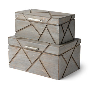 Niobe (Set of 2) Gray Wooden Nesting Boxes by Mercana at Eve Furniture