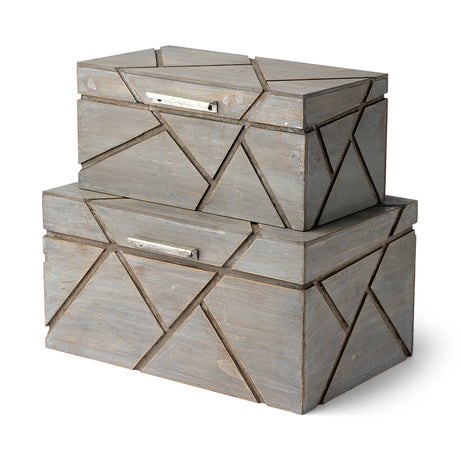 Niobe (Set of 2) Gray Wooden Nesting Boxes by Mercana at Eve Furniture