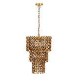 Nirsa Brass Chain Link 3-Tier Chandelier by TOV Furniture at Eve Furniture