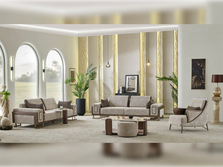 Nirvana 4-pieces (2 Four Seat Sofa & 2 Chair) Livingroom Set Beige by Furnia at Eve Furniture
