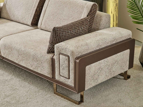 Nirvana Beige Stationary 4 Seat Sofa by Furnia at Eve Furniture