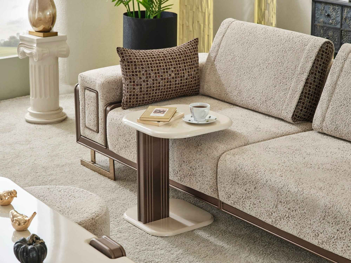 Nirvana Beige Stationary 4 Seat Sofa by Furnia at Eve Furniture