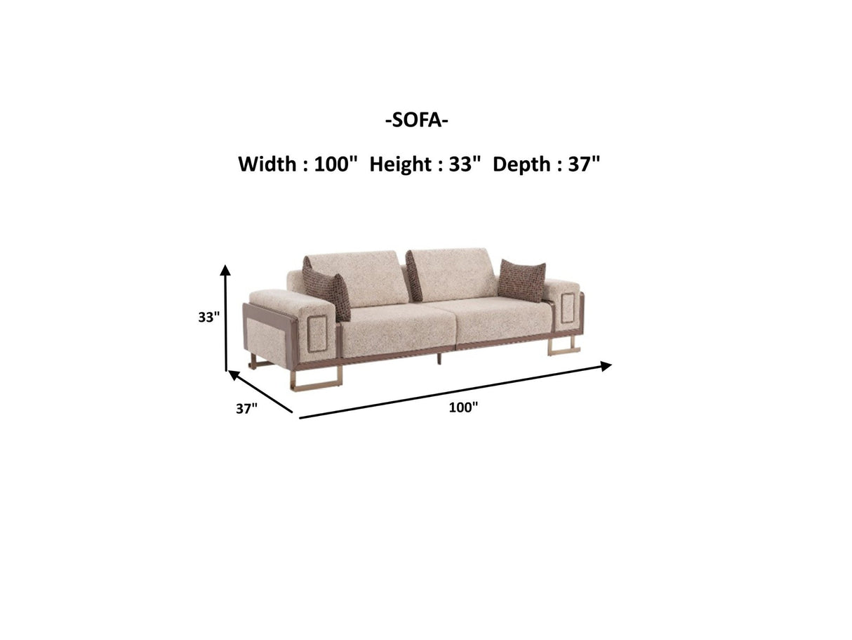 Nirvana Beige Stationary 4 Seat Sofa by Furnia at Eve Furniture