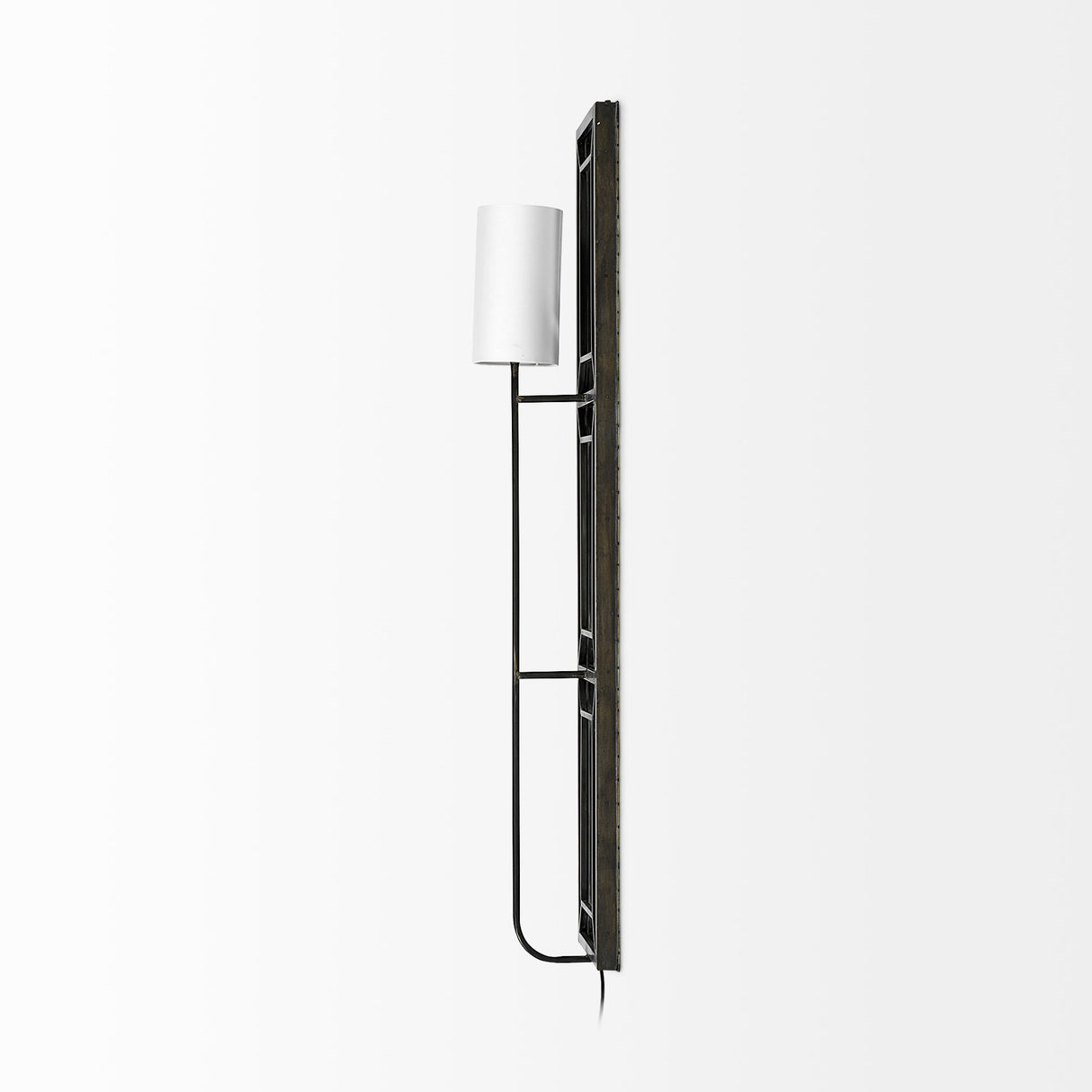 Noah Black Metal w/White Fabric Shade Rectangular Wall Sconce by Mercana at Eve Furniture