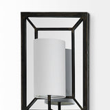 Noah Black Metal w/White Fabric Shade Rectangular Wall Sconce by Mercana at Eve Furniture