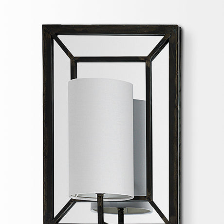 Noah Black Metal w/White Fabric Shade Rectangular Wall Sconce by Mercana at Eve Furniture