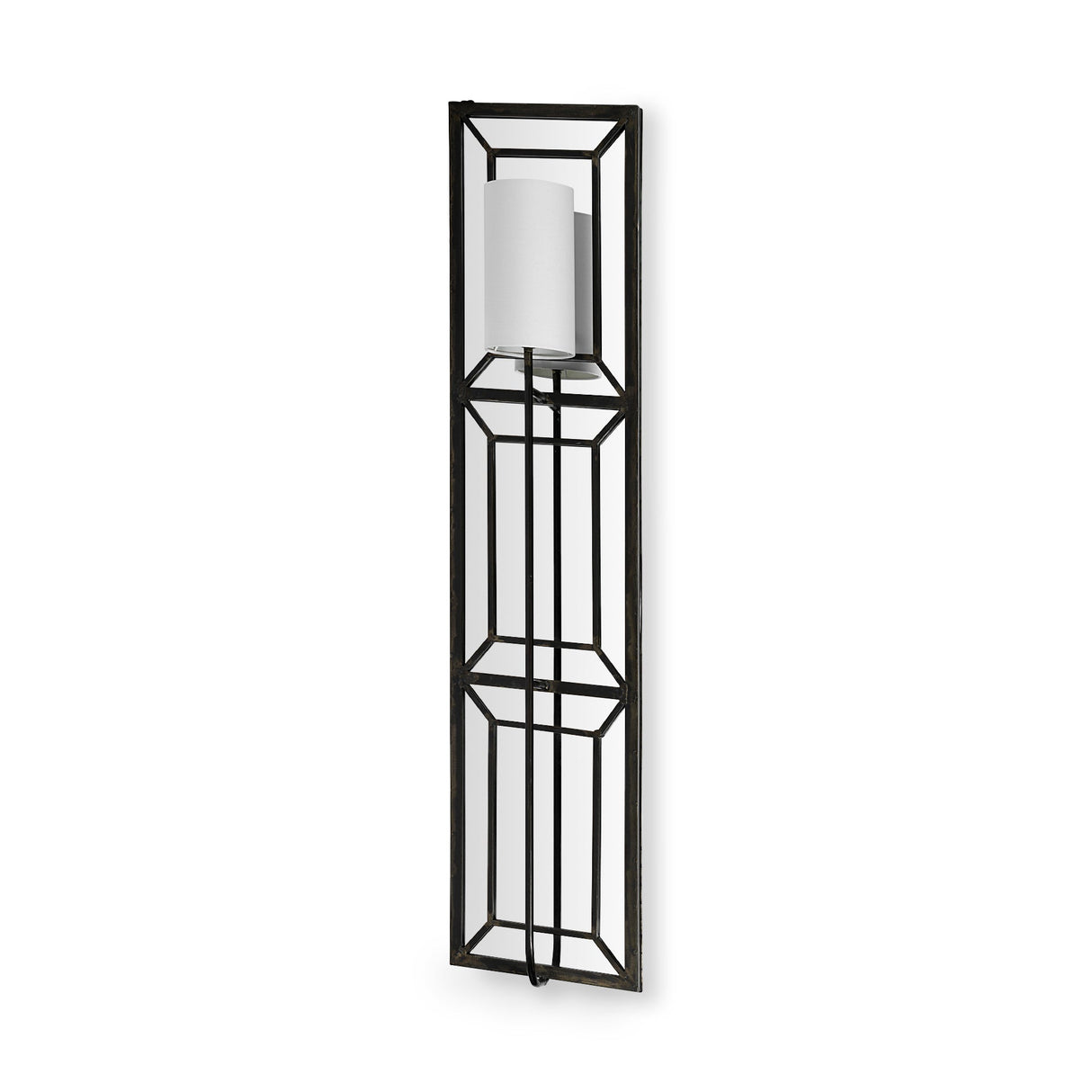 Noah Black Metal w/White Fabric Shade Rectangular Wall Sconce by Mercana at Eve Furniture