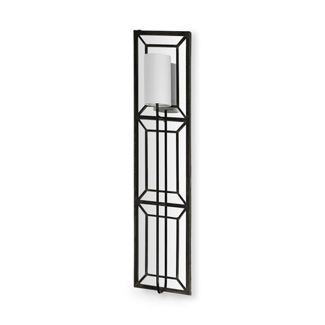 Noah Black Metal w/White Fabric Shade Rectangular Wall Sconce by Mercana at Eve Furniture