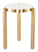 Noan White & Gold Side Table by Zuomod at Eve Furniture