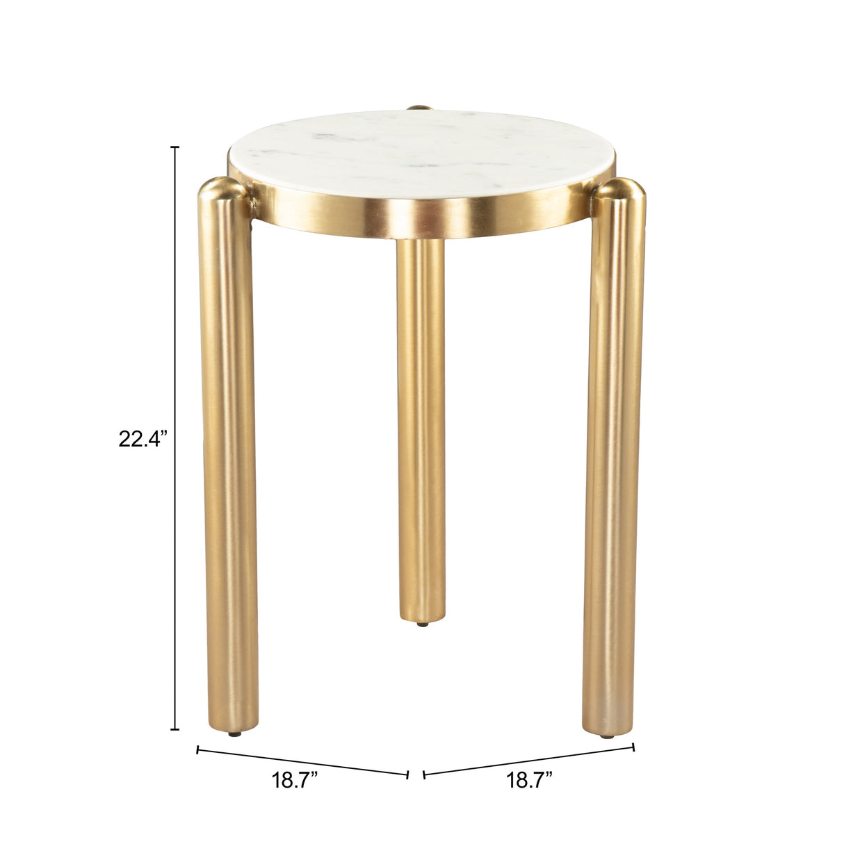 Noan White & Gold Side Table by Zuomod at Eve Furniture