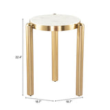 Noan White & Gold Side Table by Zuomod at Eve Furniture