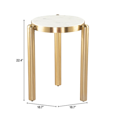 Noan White & Gold Side Table by Zuomod at Eve Furniture