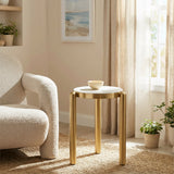 Noan White & Gold Side Table by Zuomod at Eve Furniture