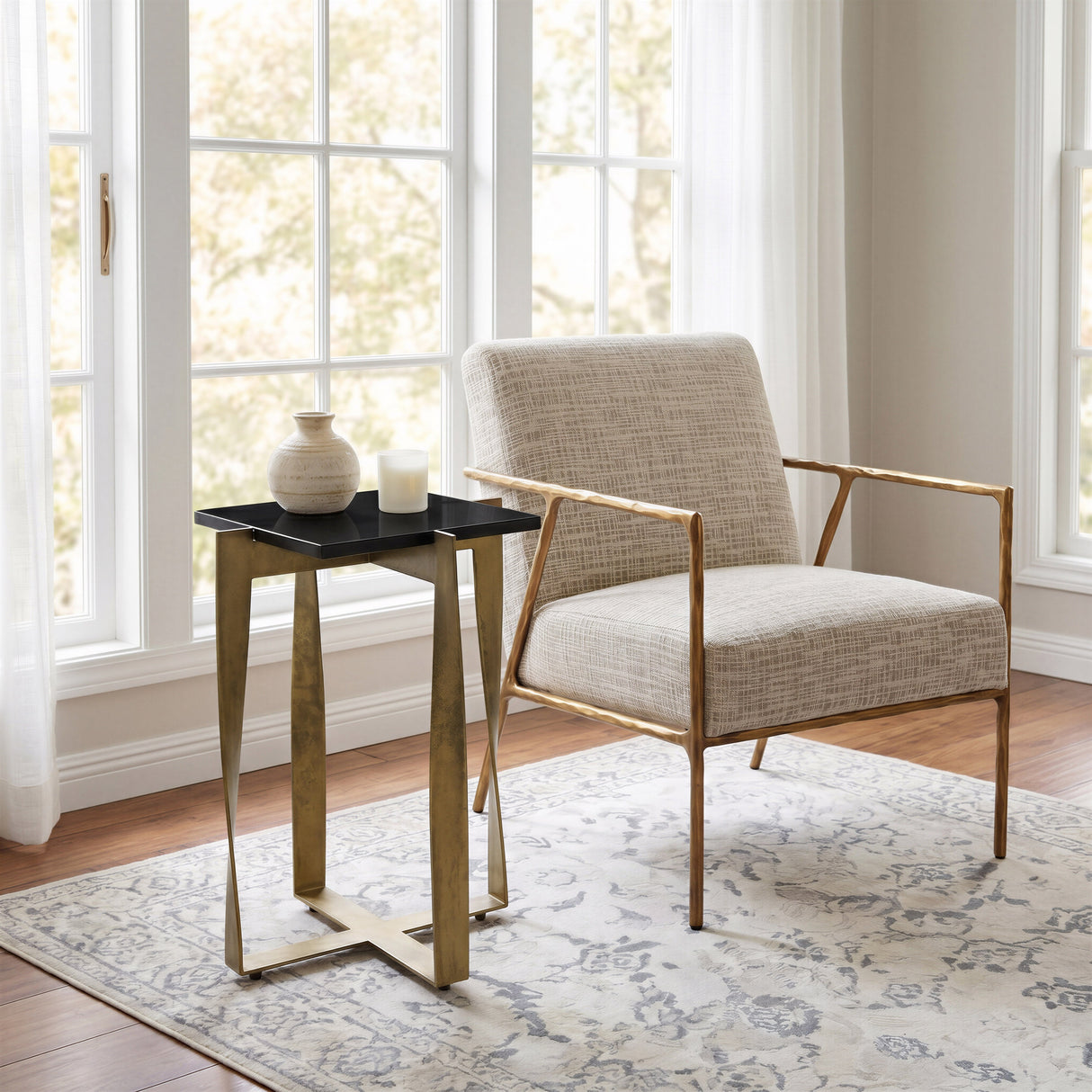 Noara Black & Brass Accent Table by Zuomod at Eve Furniture