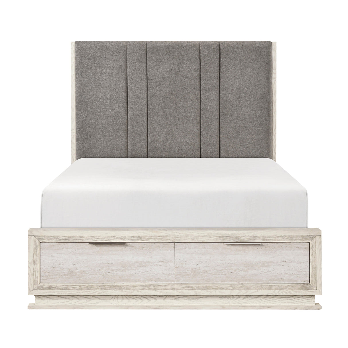 Noctis White/Light Gray California King Led Storage Platform Bed by Homelegance at Eve Furniture